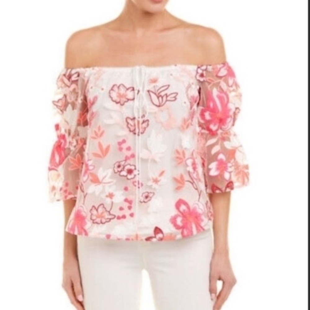Alexia Admor Embroidered Off the Shoulder Top S NWT